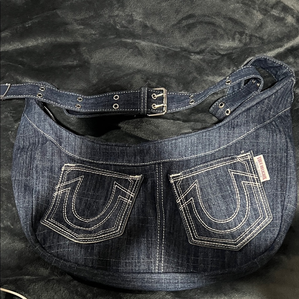 True Religion Blue Denim Shoulder Bag